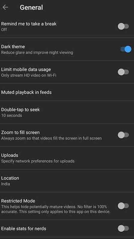 Parental control on Youtube for Android 