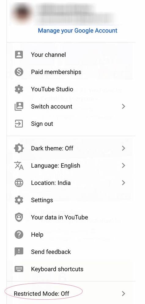 Restricted mode on youtube setting. Image by Techcitytimes.