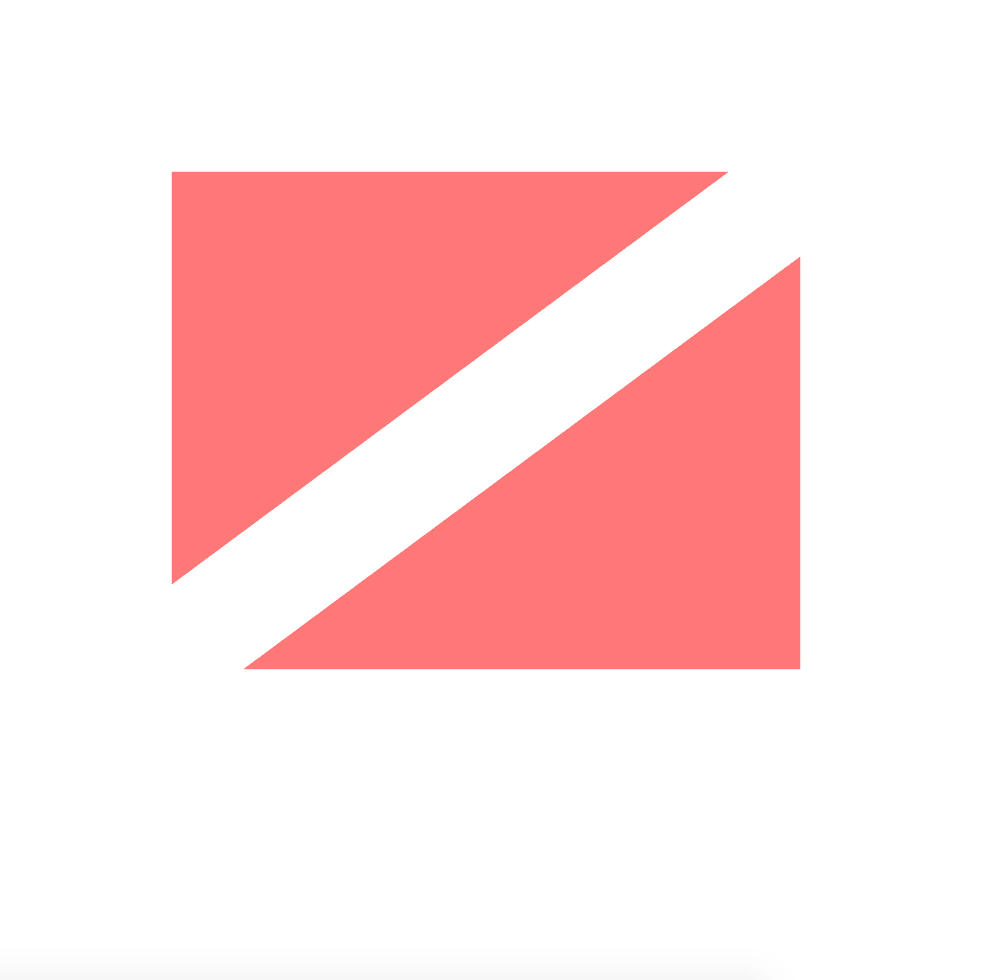 A red rectangle cut diagonally to create two triangles