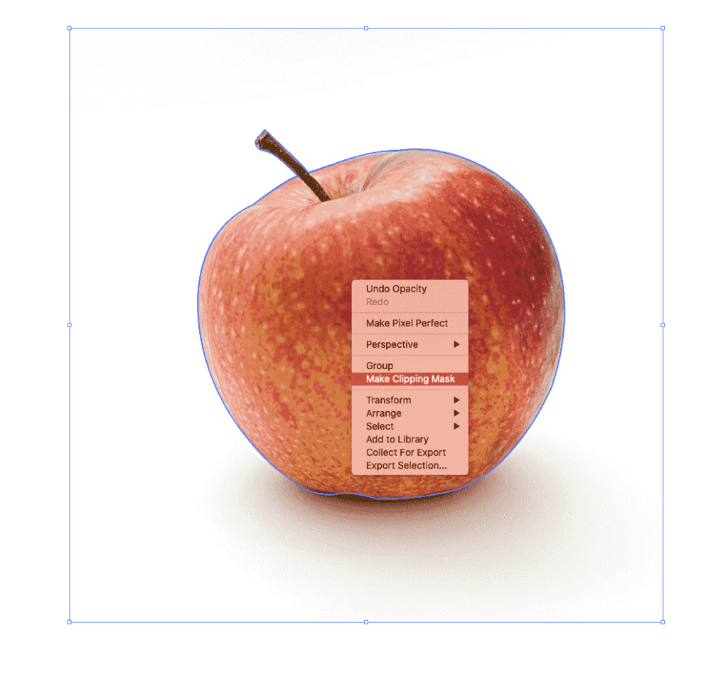 using the clipping mask on an image of an apple